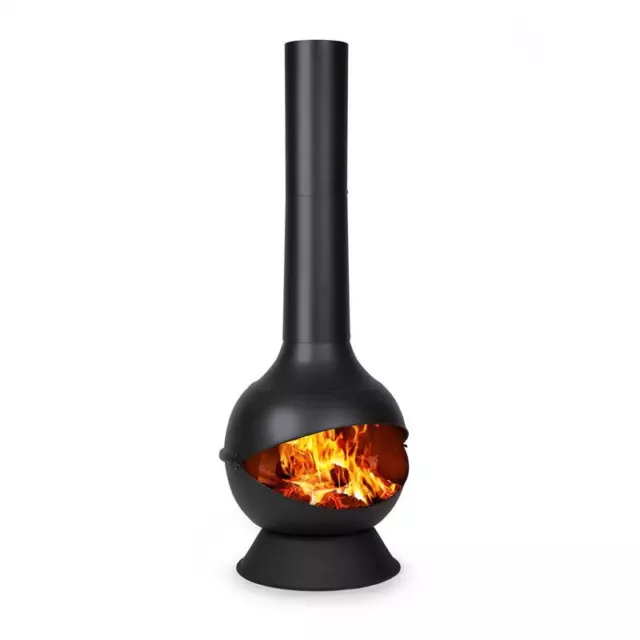 Chimenea de jardín horno de terraza acero chimenea cesta de fuego carbón negro