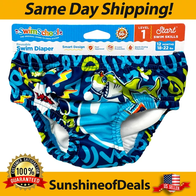 SwimSchool Reusable Swim Diaper Baby 12 months 18-22 lbs Blue Shark Octopus NEW!