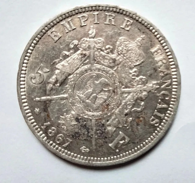 MAGNIFIQUE PIECE 5 F ARGENT - 1867 - NAPOLÉON IlI EMPEREUR