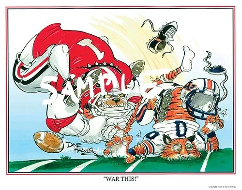 Georgia Bulldogs Football vs. auburn Dave Helwig 2006 "War This" Print Art UGA