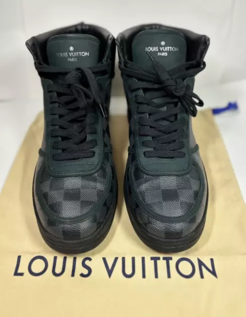 Louis Vuitton Men's White Leather Monogram Rivoli Sneaker Boot size 12 US  /11 LV