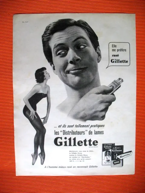 PUBLICITE DE PRESSE GILLETTE DISTRIBUTEURS DE LAMES HOMME MIEUX RASé AD 1959