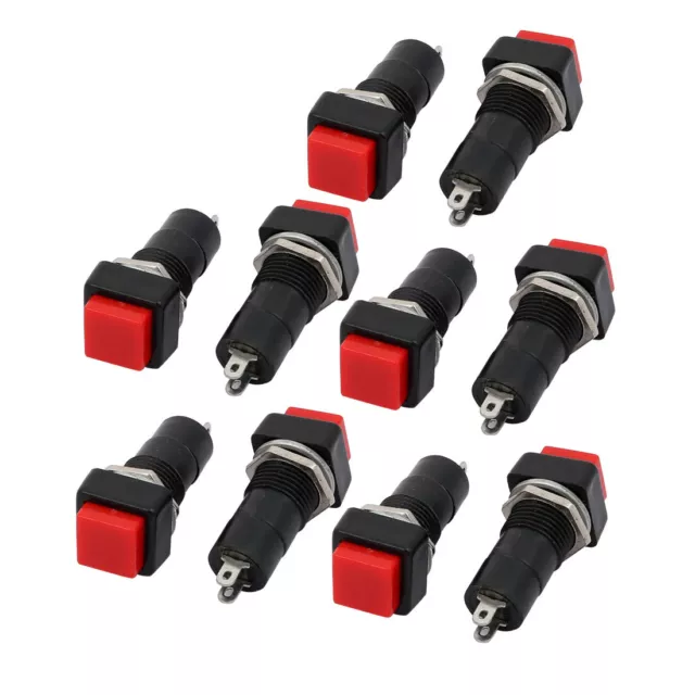 10 Pcs Red Momentary Square Push Button Switch NO SPST AC 250V 3A
