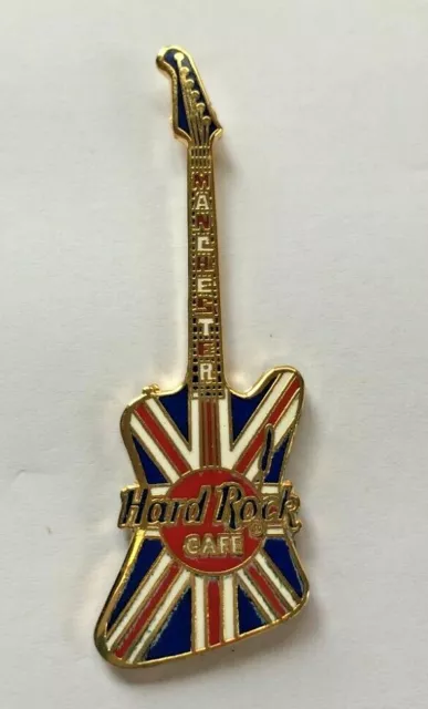 Hard Rock Cafe Pin Badge Manchester Union Jack Guitar