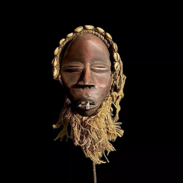 African Tribal Face Mask Wood Hand Carved Vintage Dan Kran Kaogle Mask-8797