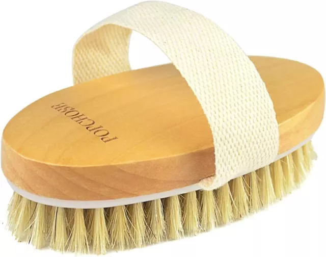 Dry Brushing Body Brush, Natural Bristle Dry Skin Exfoliating Brush Body Scrub f