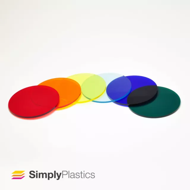 5mm Perspex® Laser Cut Coloured Tinted Acrylic Plastic Disc Circle