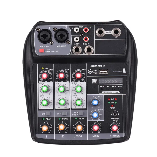 4-Channel Mini Audio Mixer with USB DJ Sound Mixing Console for Karaoke KTV A5Y4