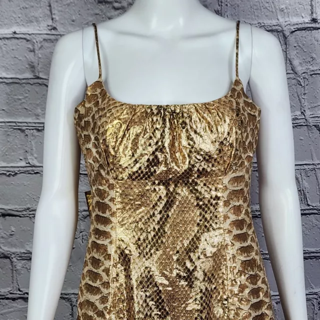 Tracy Reese Vintage Silk and Gold Metallic Snakeskin Dress, Women's 8