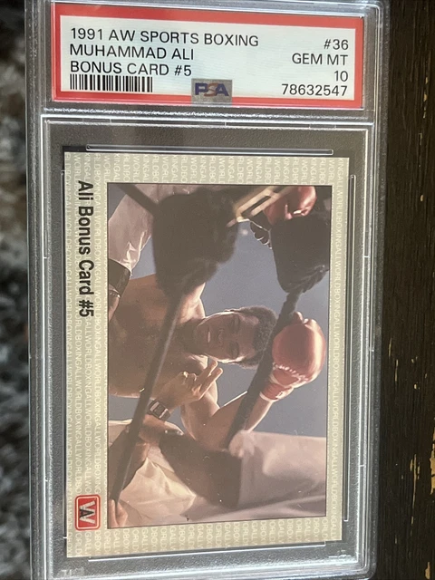 91 ALL WORLD Sports Boxe Muhammad Ali #36 Carte Bonus #5 PSA 10 LOW POP ...