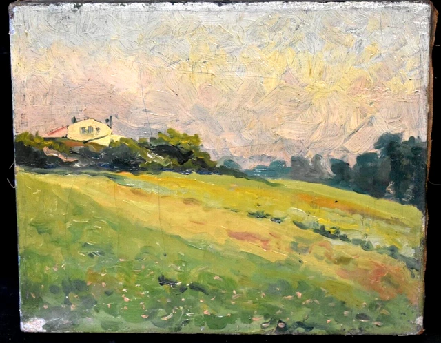 Tableau ancien paysage de campagne impressionniste école Française XIXème