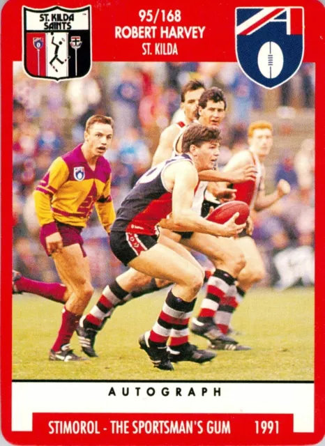 ✺Nouveau✺ 1991 ST KILDA SAINTS AFL Carte ROBERT HARVEY Scanlens