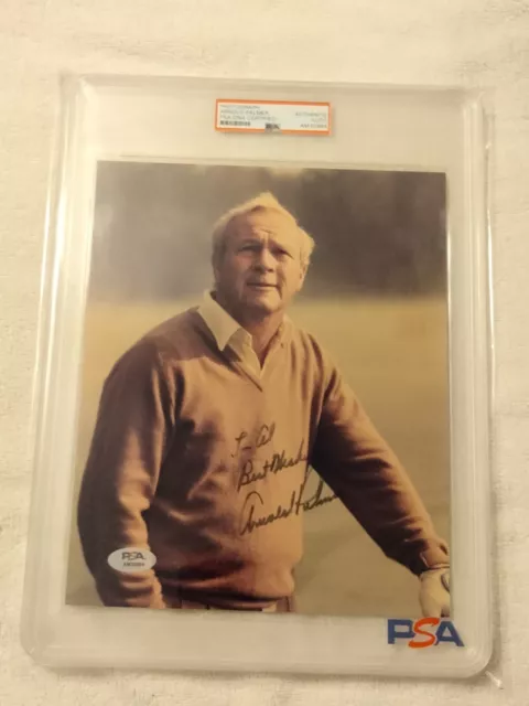 Arnold Palmer Signed & INSCRIBED 8x10 Golf Photo ENCAPSULATED 10X13 PSA/DNA 0964