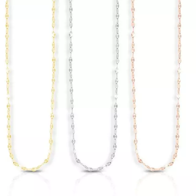 Collier chaîne Rolo 14K jaune massif blanc or rose 1,4 mm pour femmes