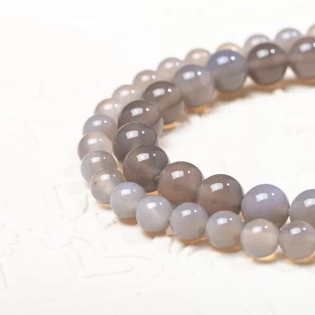 Gray Agate Beads Top Grade Natural Gemstone Faceted Rondelle Loose Beads 8mm