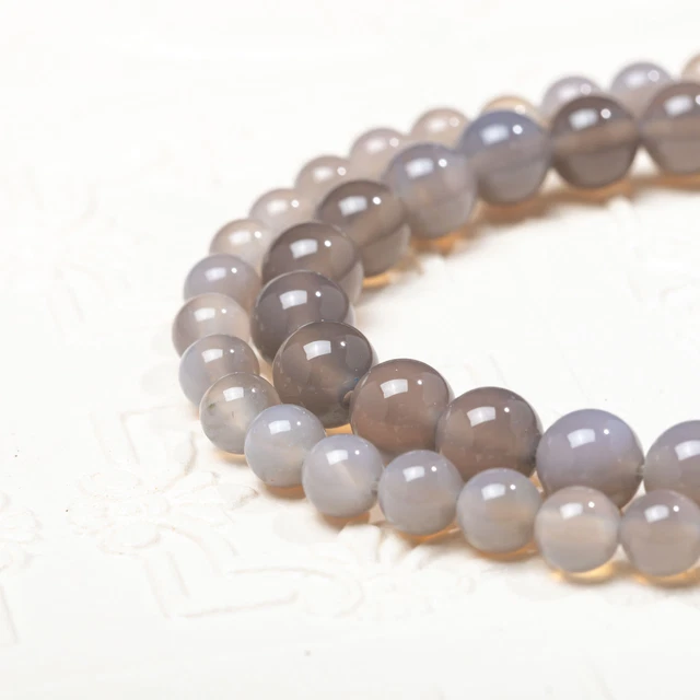 Gray Agate Beads Top Grade Natural Gemstone Faceted Rondelle Loose Beads 8mm
