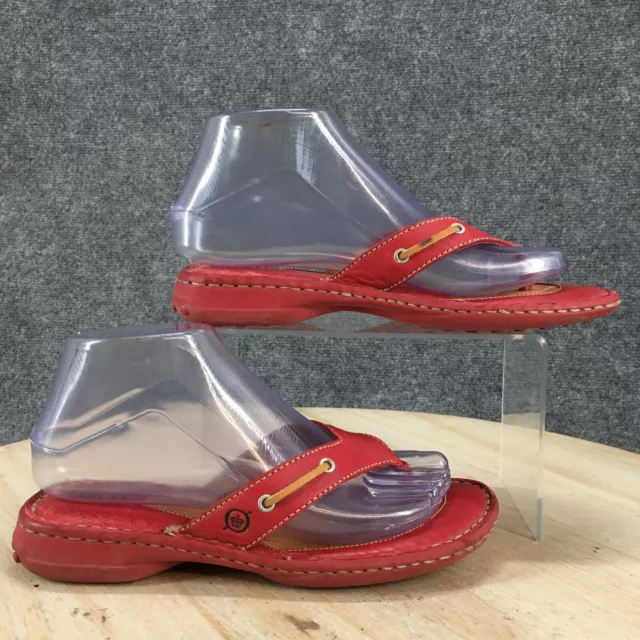 Born Sandals Womens 6 M Handcrafted Casual Slip On Thong Red Leather Flats
