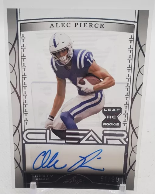 ALEC PIERCE 2022 Leaf Trinity RARE ARGENT ROOKIE AUTO 51/99 COLTS XRC
