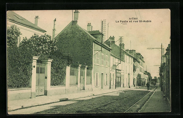 CPA Vitry, La Poste et rue St-Aubin