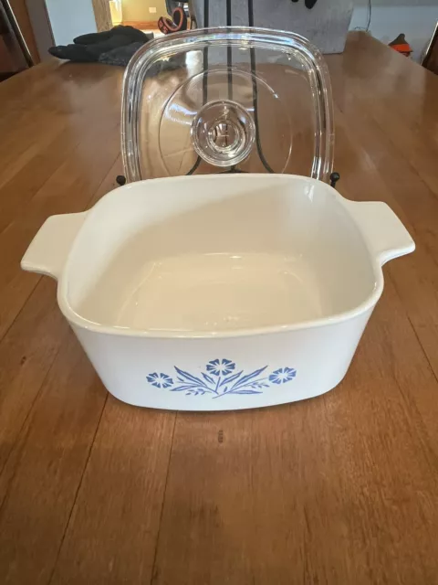 Vtg Corning Ware A-1 1/2-B  Blue Cornflower 1.5 Qt Casserole Dish w/ Pyrex Lid