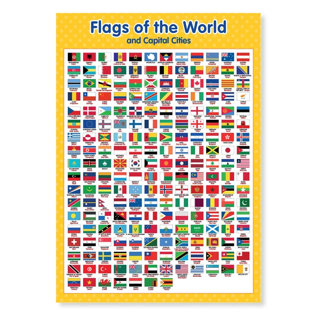 FLAGS OF THE World Laminated Wall Chart A3 £3.99 - PicClick UK