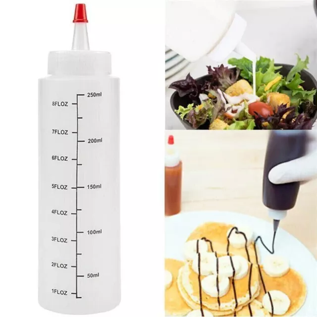 6x Squeeze Sauce Bottle Measuring Crafts Bottle Condiment Non-Toxic Clear  250ml