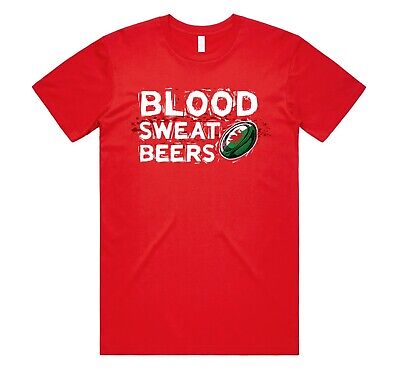 Wales Blood Sweat & Beers T-shirt Tee Funny Rugby Supporters Welsh