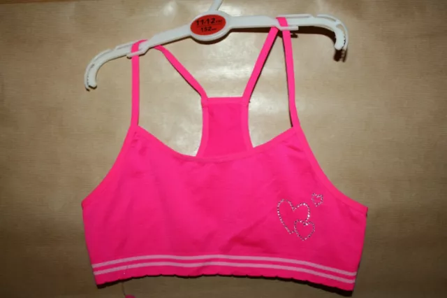 Primark Seamfree Pink Training Bra Top with Heart Shaped Detail 11 - 12 Yrs BNWT