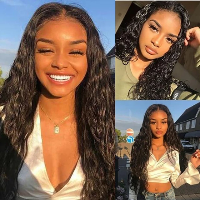 Peluca para mujer negra rizada ondulada peluca frontal resistente al calor pelucas moda