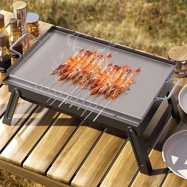 58x40cm Grillplatte Aus Edelstahl BBQ Griddle Grillaufsatz Plancha Bratplatte