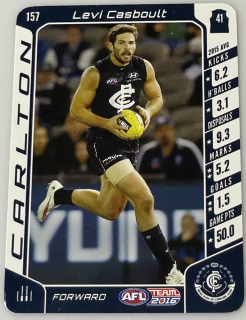 2016 Team Coach Levi Casboult Carlton Blues AFL Trading Card