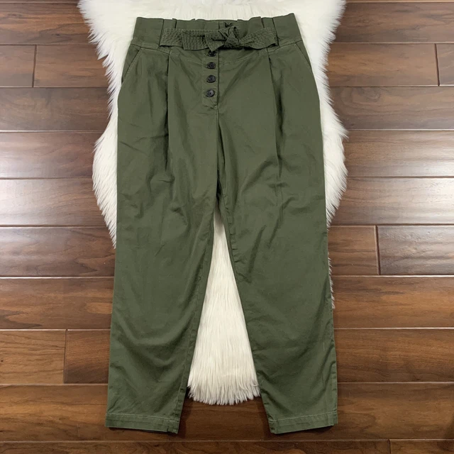 A.L.C. Women's Size 14 Green Oregano Krew High Waist Tie Waist Pants