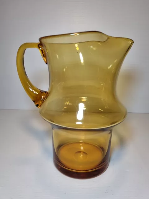 Vintage Italian Retro Amber Glass Water Jug - Stunning 22Cm Tall