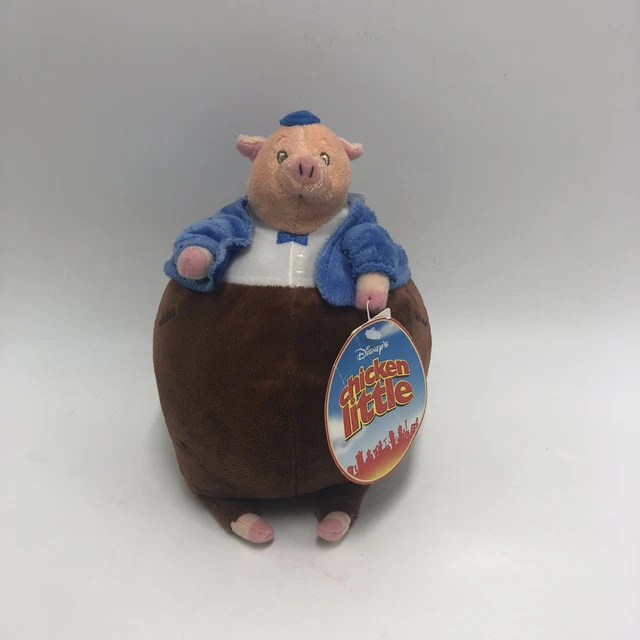 Disney Chicken Little Runt 7" Plush Pig Blue Jacket Brown Pants Stuffed Animal
