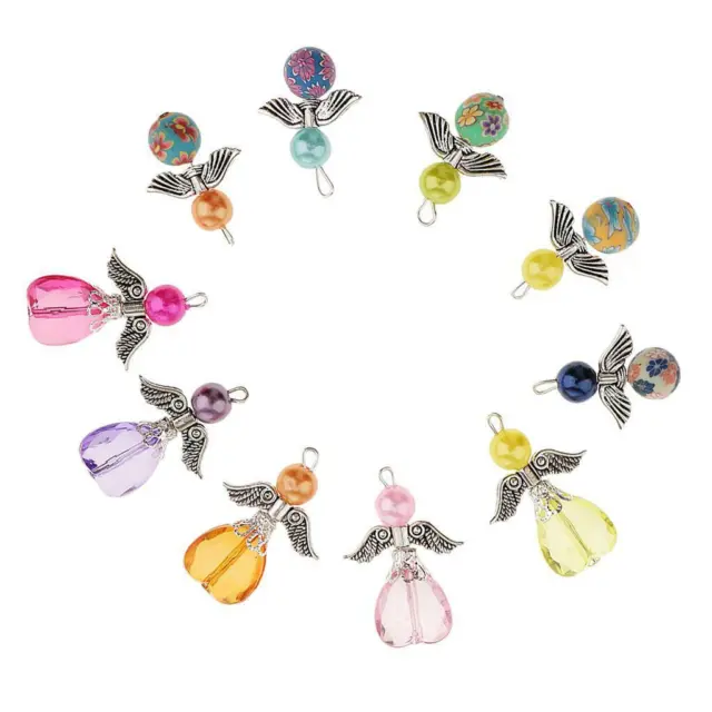 10x Crystal Angel Wing Charms Jewelry Making Pendants Necklace DIY Decors