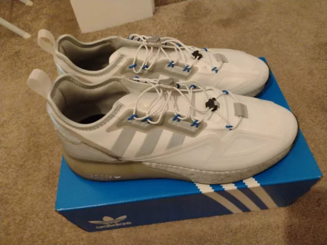 Adidas Originals Mens ZX 2K Boost Trainers in White Grey Size 11.5 Used
