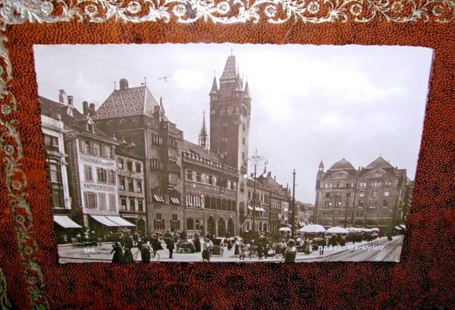 Ak Basel , Marktplatz 1924 alte Kaffeerösterei , Cafe  Postkarte