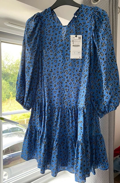 blue leopard print dress zara Zara Leopard Print Mock Neck Mini Dress (Curvy) main image 1