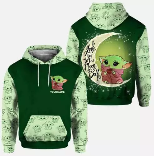 Personalized Yoda I Love You To The Moon And Back Hoodie 3D Mother Day Gift Best