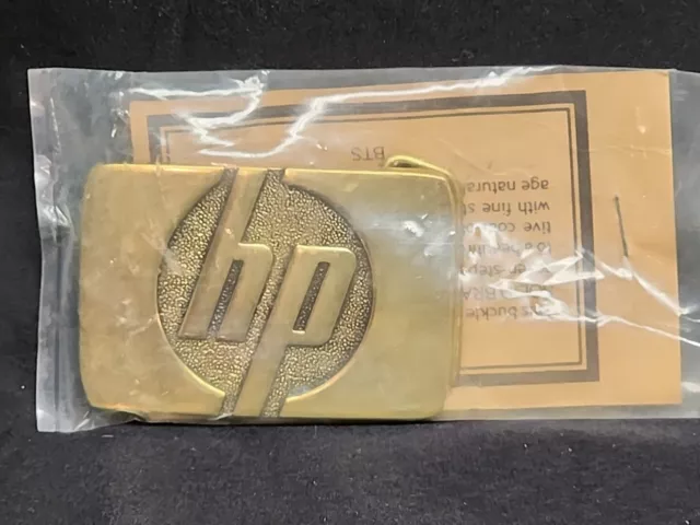 New Vintage 70's HP Hewlett Packard Computer BTS Inc Brass Belt Buckle USA