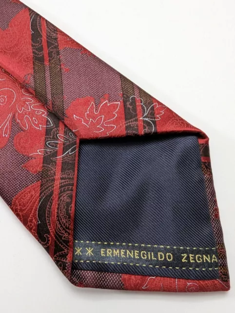 Corbata de cuello grueso ERMENEGILDO ZEGNA roja reciente floral 100% seda para hombre de lujo moderna 3