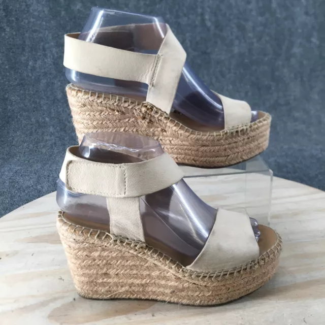 Franco Sarto Sandals Womens 6.5 M Tulsa Wedge Espadrille Beige Leather Open Toe