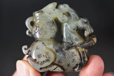 Exquisite Chinese Old Jade Hand Carved *Deer* Pendant Y54