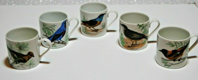 Lot 5 Coffe Cup Tasses Cafe Moka Limoges Royale Limoges Bird Oiseau Tbe