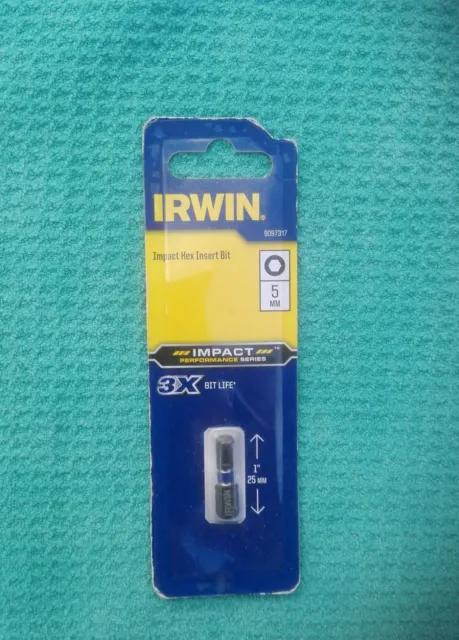IRWIN IMPACT HEX INSERT BIT 5mm ,  25mm/ 1"  PART NO.9097317 BRAND NEW