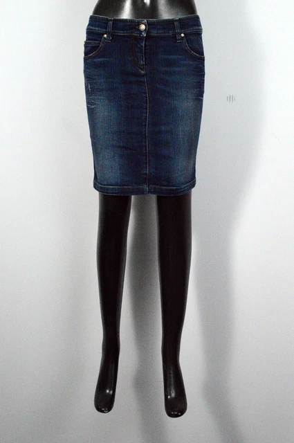 Gonna Armani Donna Taglia W24 / 38 Minigonna Vita Alta Blu Denim Woman Skirt