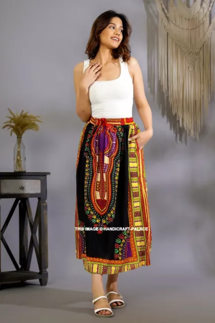 Nero Dashiki Gonna Spiaggia Abbigliamento Cotone Africano Stampa Avvolgere Abito