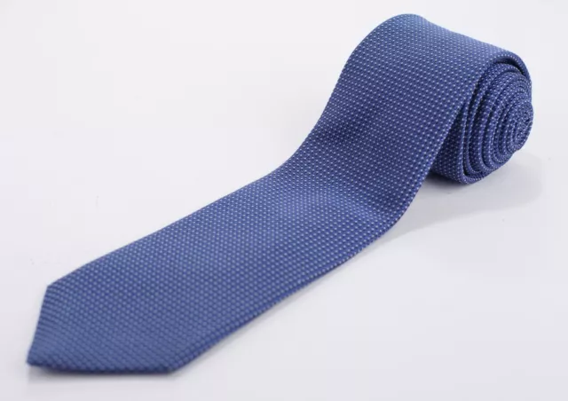 David Donahue 100% Silk Mens Tie Blue Geometric Micro Checkerboard Woven 60L 3W