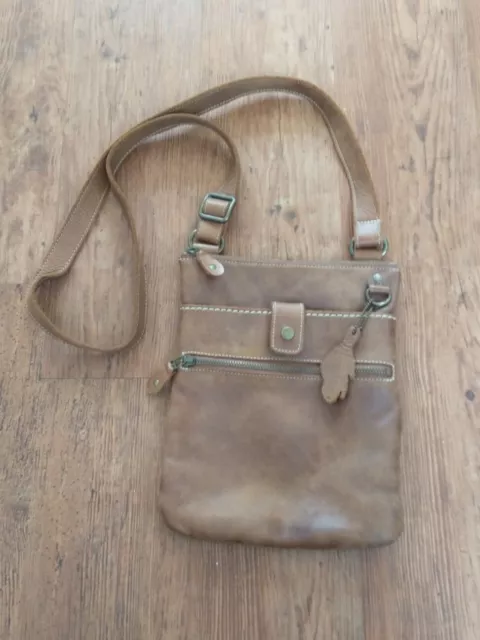 Roots Canada Luxury Brown Leather Crossbody Small