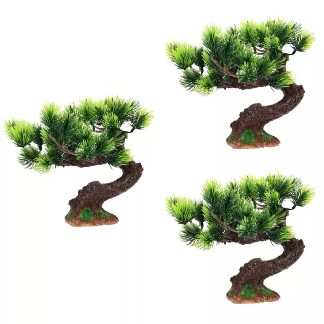 3 PCS Reptile Terrarium Décor Fish Tank Tree Landscaping Pine Chinese Style